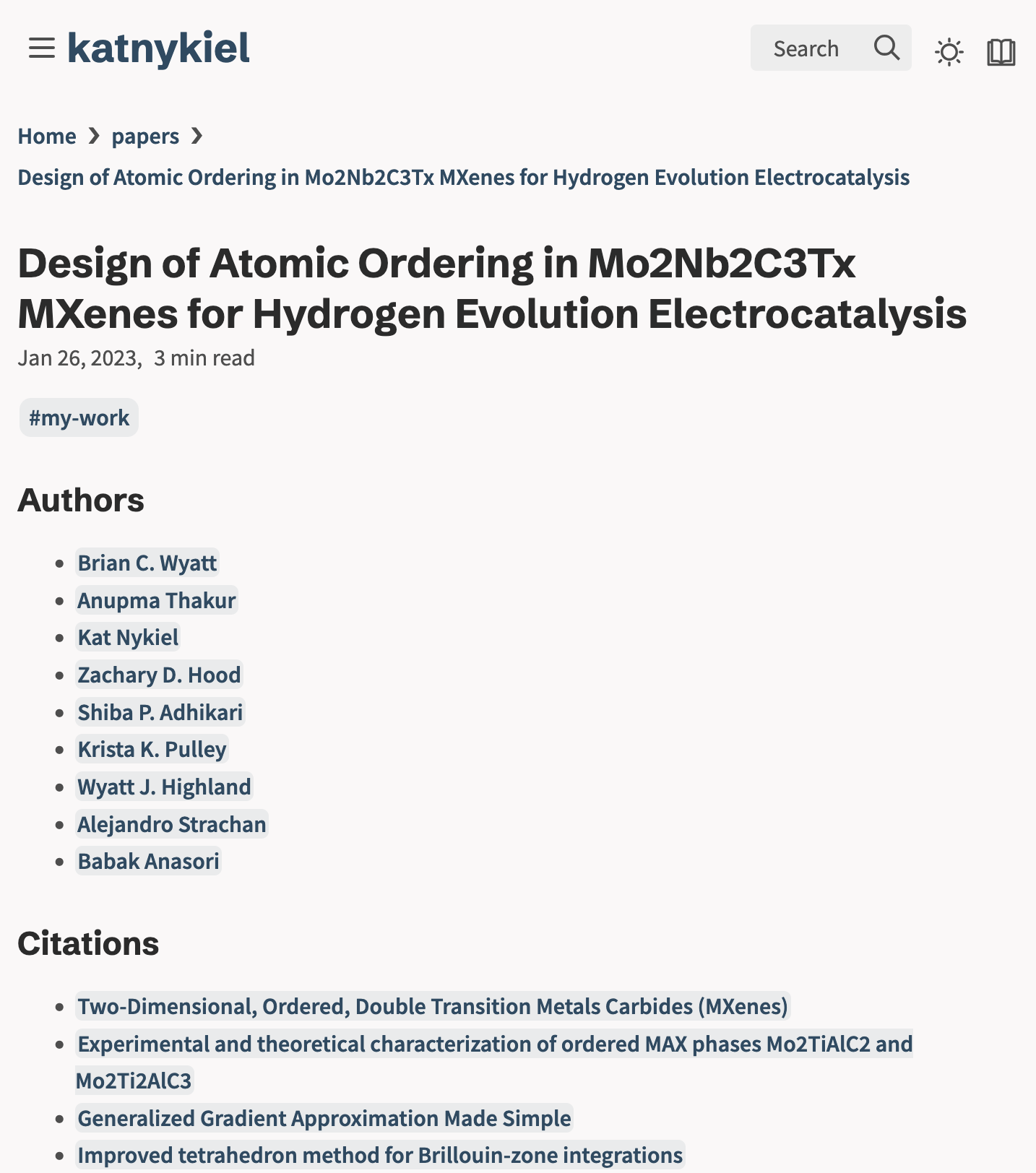 The page for one of my publications